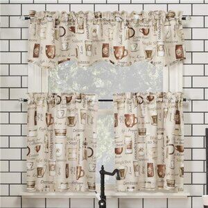 Bristol Coffee Shop Semi-Sheer Rod Pocket Kitchen Curtain Valance and Tiers Set